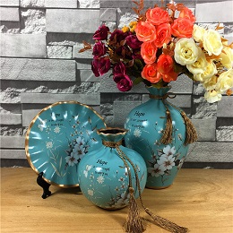 Bộ bình đĩa gốm sứ hoa xanh 