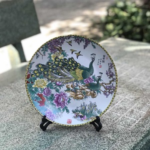 Đĩa sứ chim công trắng (hết)