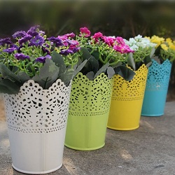 Chậu thiếc cắm hoa viền ren (hết hàng)