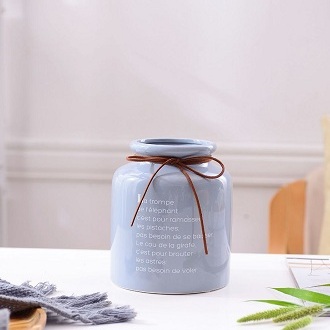 Bình sứ cắm hoa quấn dây 2 màu - Xanh