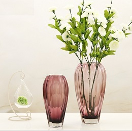 Bình thuỷ tinh bầu sọc tím (cao) ( Hết Hàng )