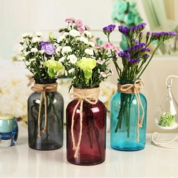 Lọ thuỷ tinh quấn dây 3 màu (1 bình)