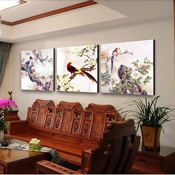 Tranh treo tường phòng khách chim đậu cành cây 