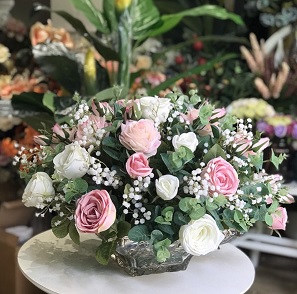 Đĩa hoa vải để bàn trang trí