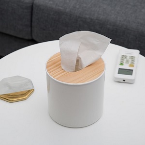 Hộp đựng khăn giấy tròn nắp gỗ