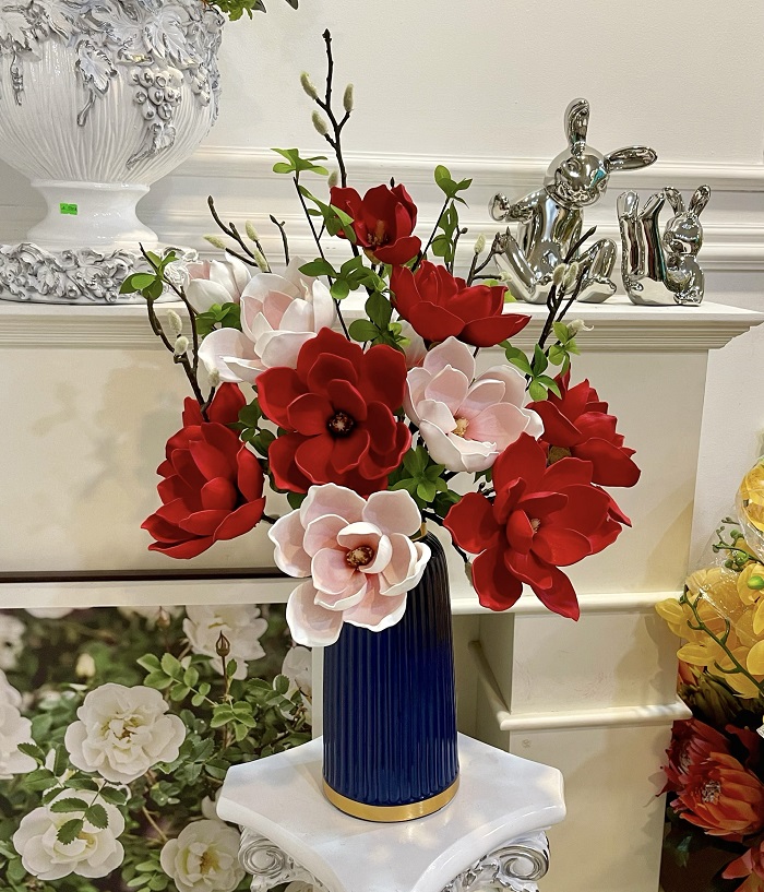 Bình hoa lụa để bàn trang trí phòng khách cao cấp