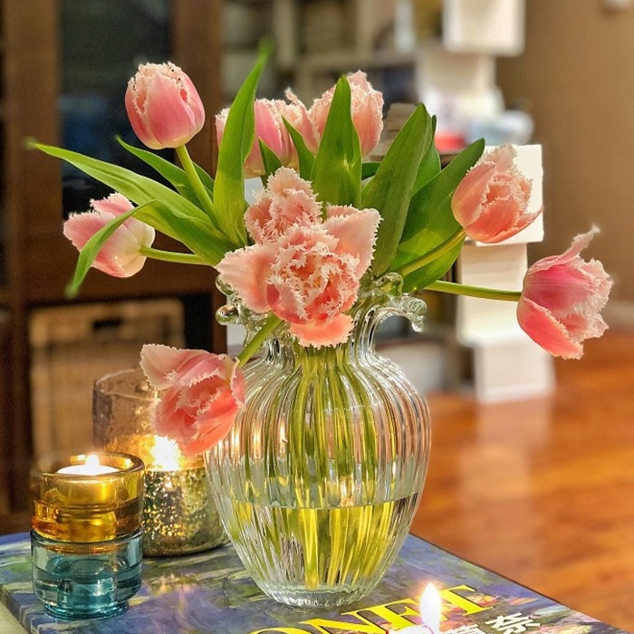 Bình cắm hoa thủy tinh trang trí đẹp mắt sang trọng phòng khách