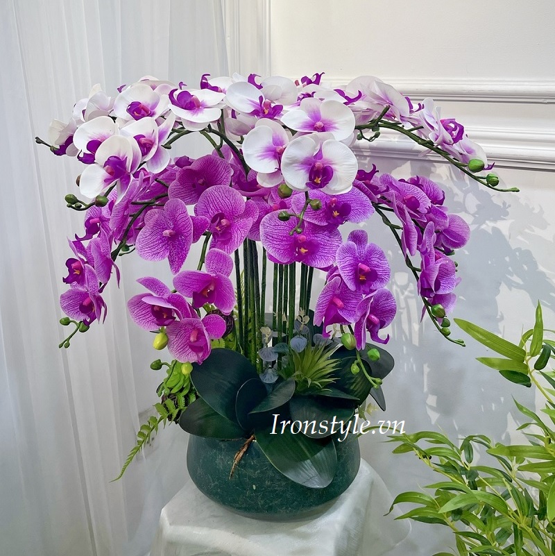 Bình hoa lan hồ điệp giả cao cấp