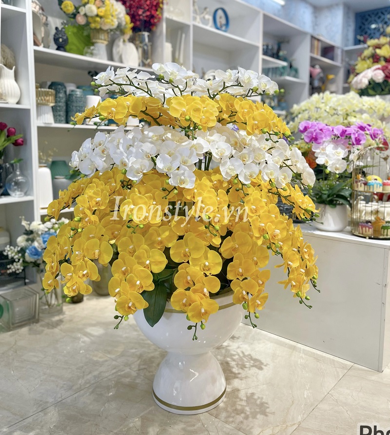 Bình hoa lan hồ điệp giả lớn trang trí sang trọng