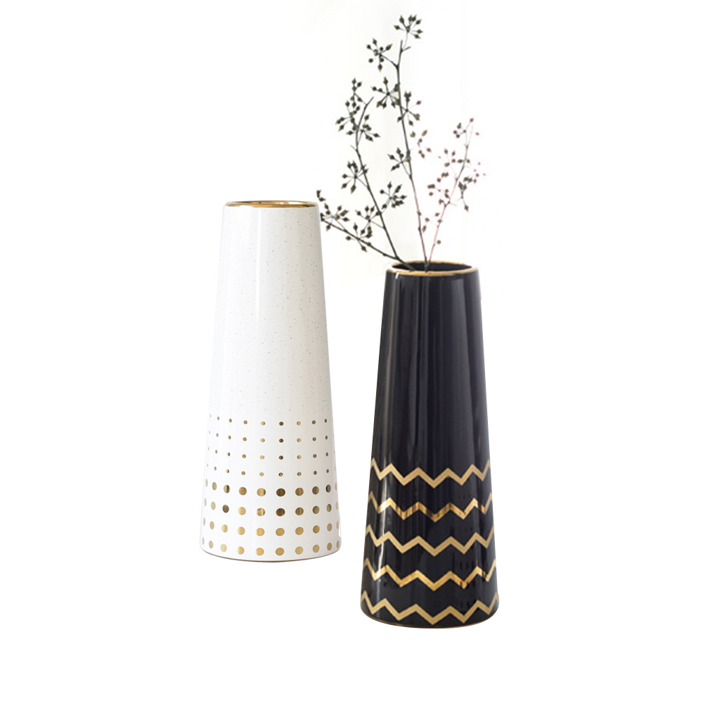 Bình gốm vân vàng miệng nhỏ (6.5x14.5x10cm)