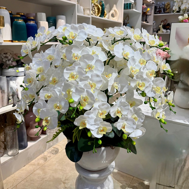 Chậu hoa lan hồ điệp giả cao cấp