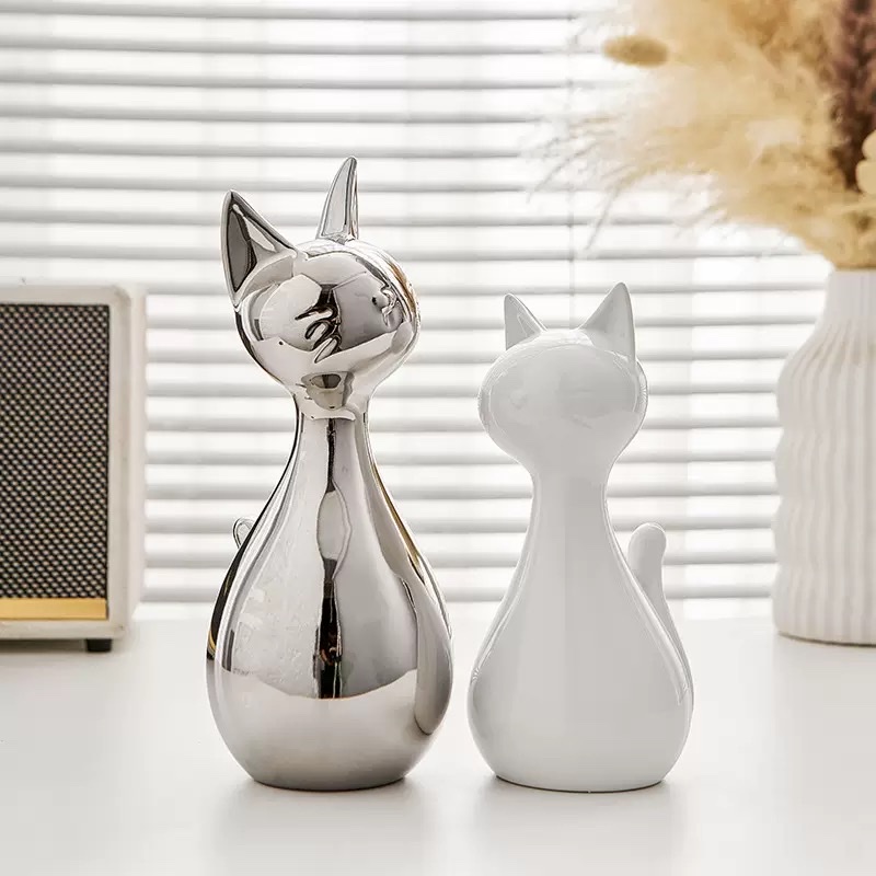 Tượng cặp mèo trang trí decor