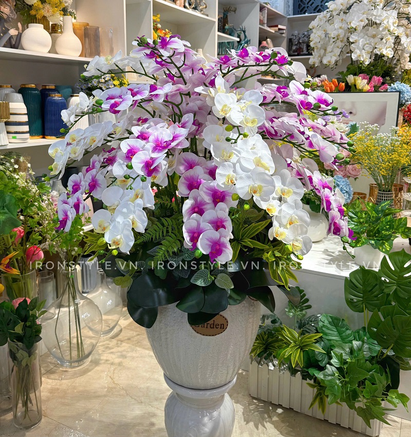 Chậu hoa lan hồ điệp giả trang trí cao cấp