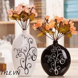 Bộ bình sứ trắng đen