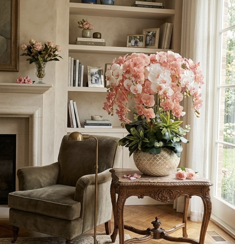 Chậu hoa lan giả đẹp giống thật