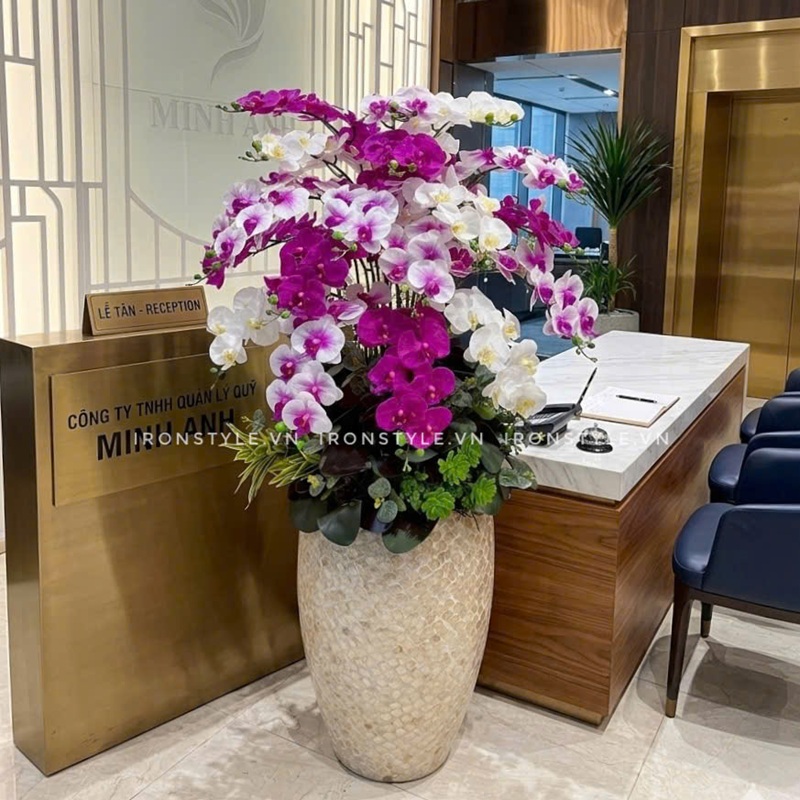 Bình hoa lan hồ điệp giả cao cấp 