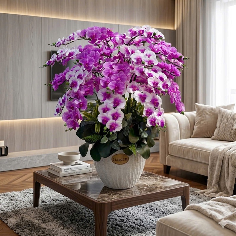 Chậu hoa lan giả trang trí đẹp giống thật