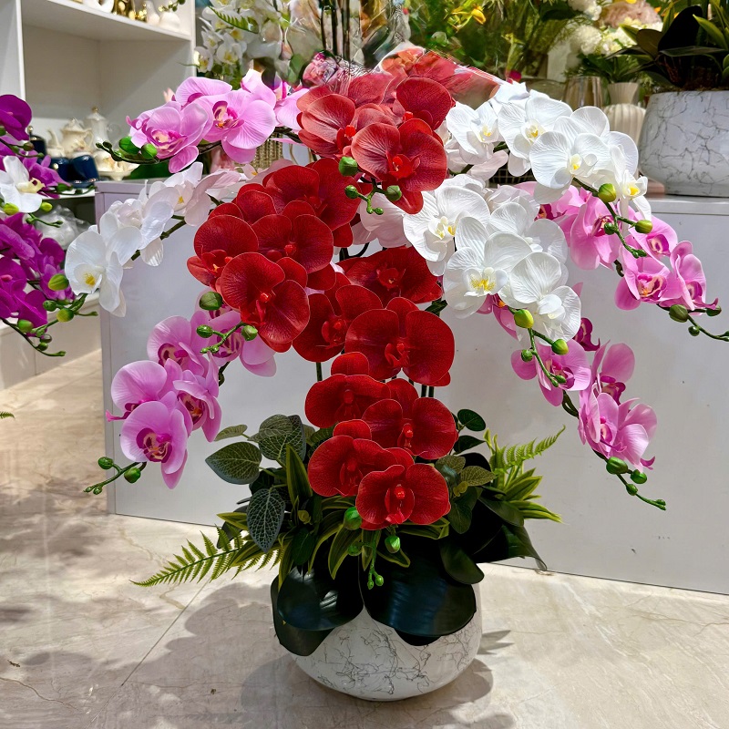 Chậu lan giả để bàn trang trí đẹp giống thật