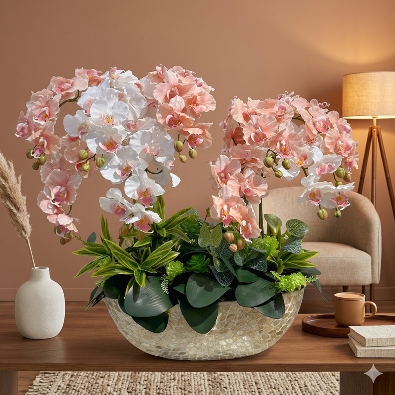 Chậu hoa lan giả cao cấp