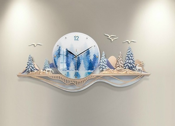 Đồng hồ treo tường trang trí nội thất cây thông tuyết