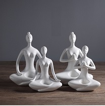 Tượng cô gái yoga bằng sứ 
