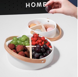 Khay đựng trái cây bằng sứ trắng (2 size)
