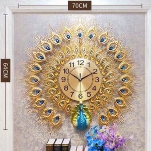 Đồng hồ treo tường chim công nổi tròn lớn 01
