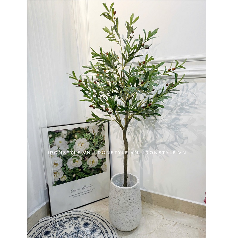 Chậu cây olive giả 1m7 kèm chậu