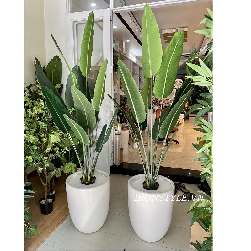 Cây chuối giả kèm chậu sứ 1m8