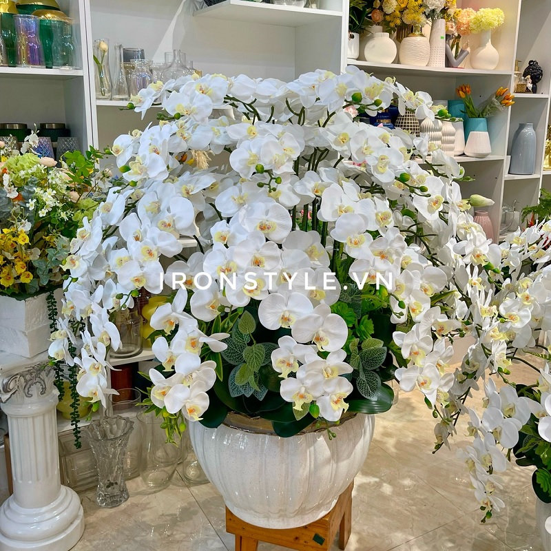 Chậu hoa lan hồ điệp giả lớn cắm tròn cao cấp 1m2
