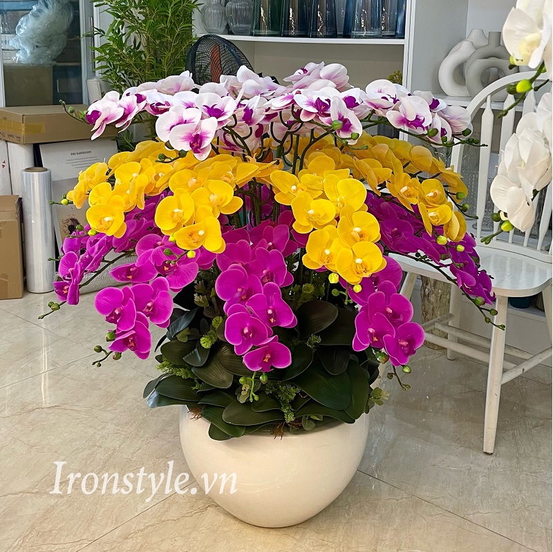 Chậu lan hồ điệp giả 3 tầng 3 màu size lớn