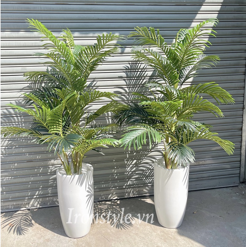 Chậu cây dừa cảnh giả trang trí siêu đẹp giống thật