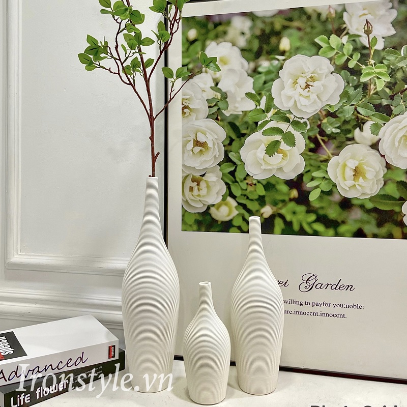 Bình gốm trắng cao 02 (bán lẻ theo size)