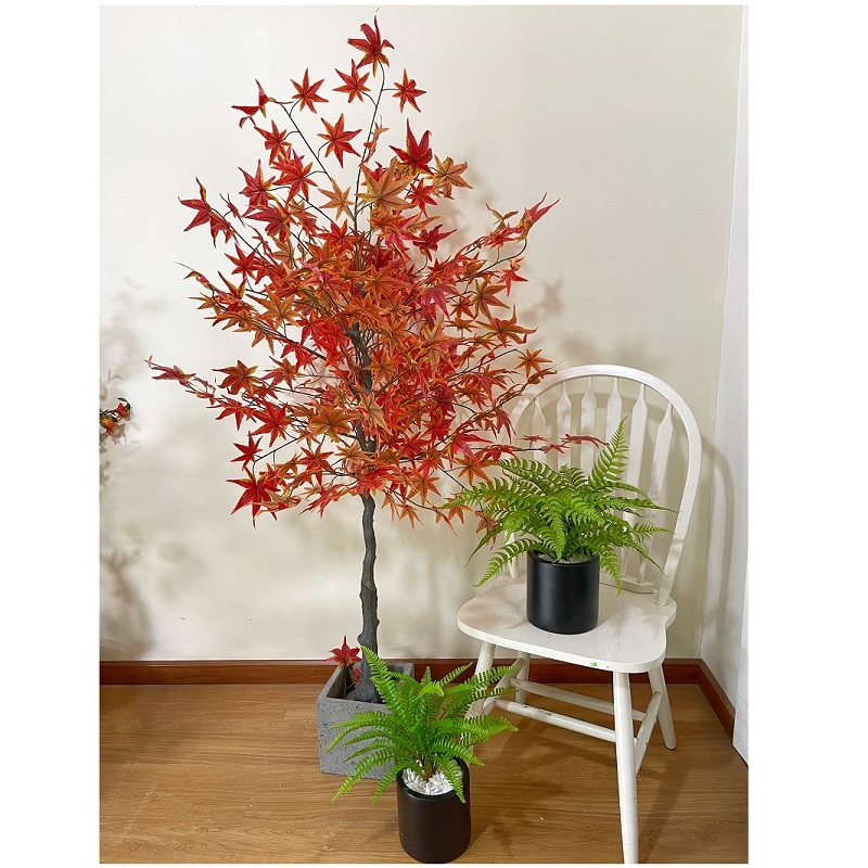 Chậu cây lá phong đỏ giả trang trí cao 1m6