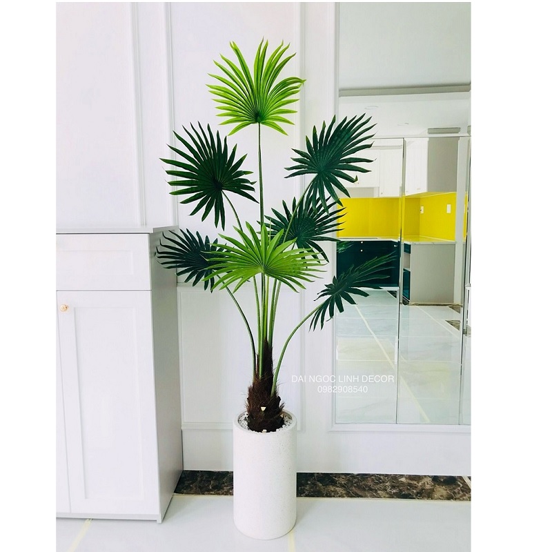 Cây cọ giả trang trí kèm chậu 1m9