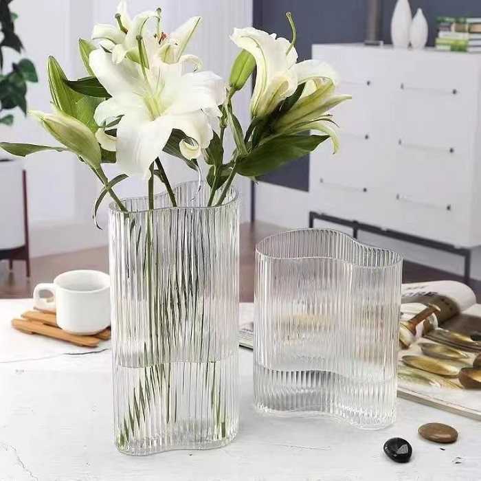 Bình lọ cắm hoa thủy tinh lưới trắng 02