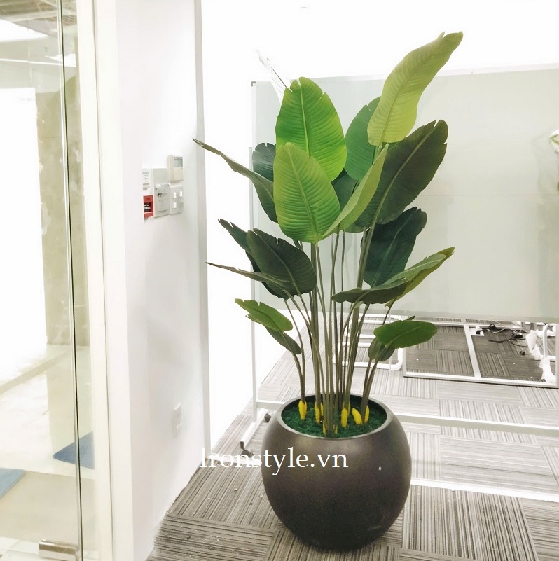Cây chuối giả luôn chậu 1m9 decor sang trọng