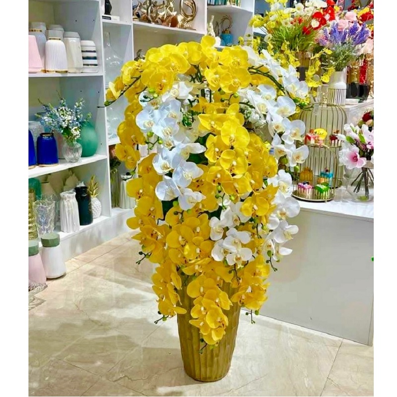Bình hoa lan lụa dáng thác đổ cao 1m3