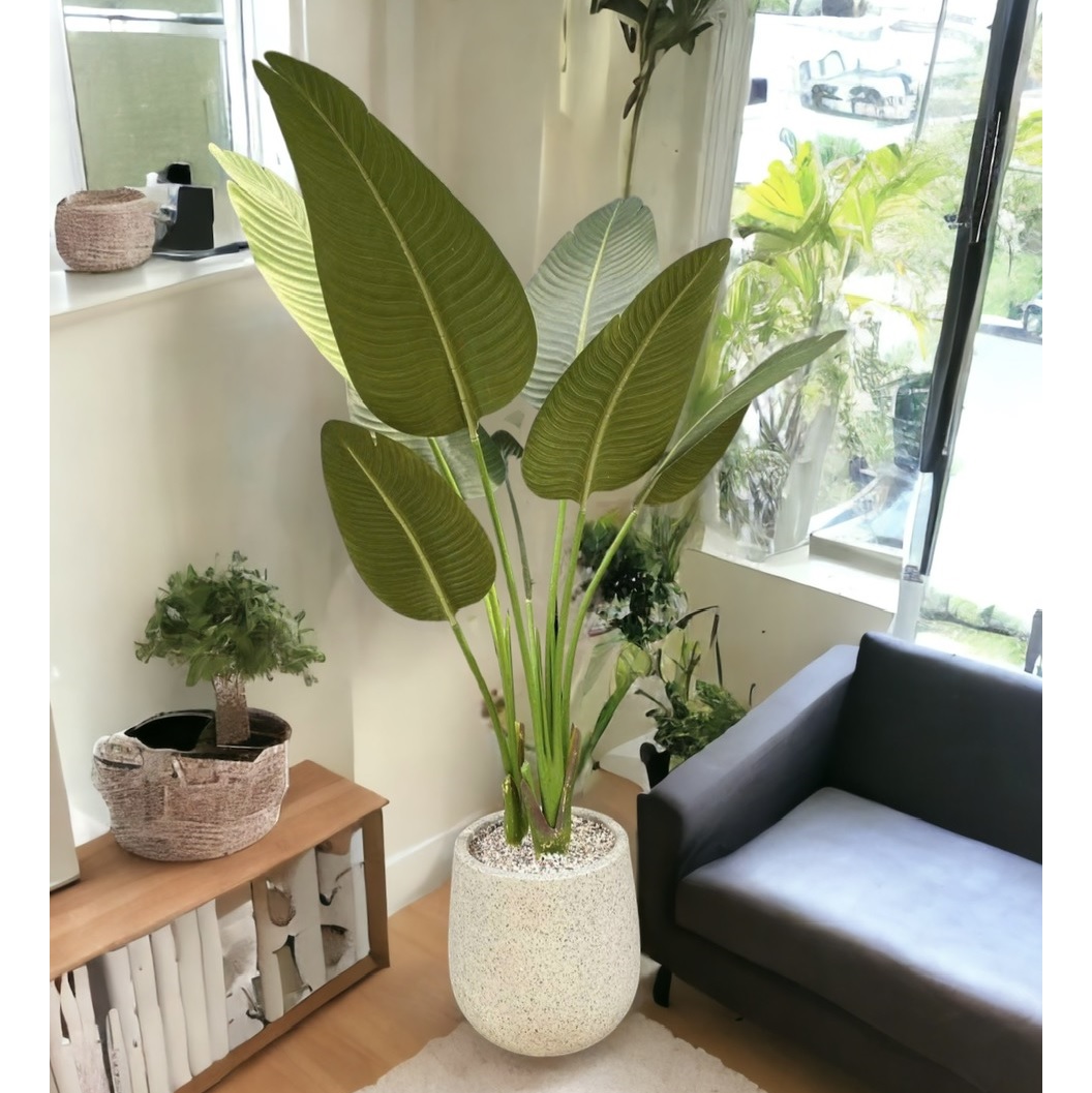 Cây chuối giả trang trí kèm chậu cao 1m4