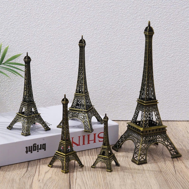 Tháp eiffel kim loại xám decor (theo size)
