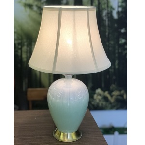 Đèn ngủ để bàn chân sứ xanh ngọc