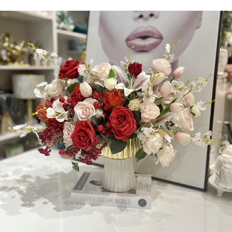 Binh hoa giả để bàn cắm 1 mặt mã 22