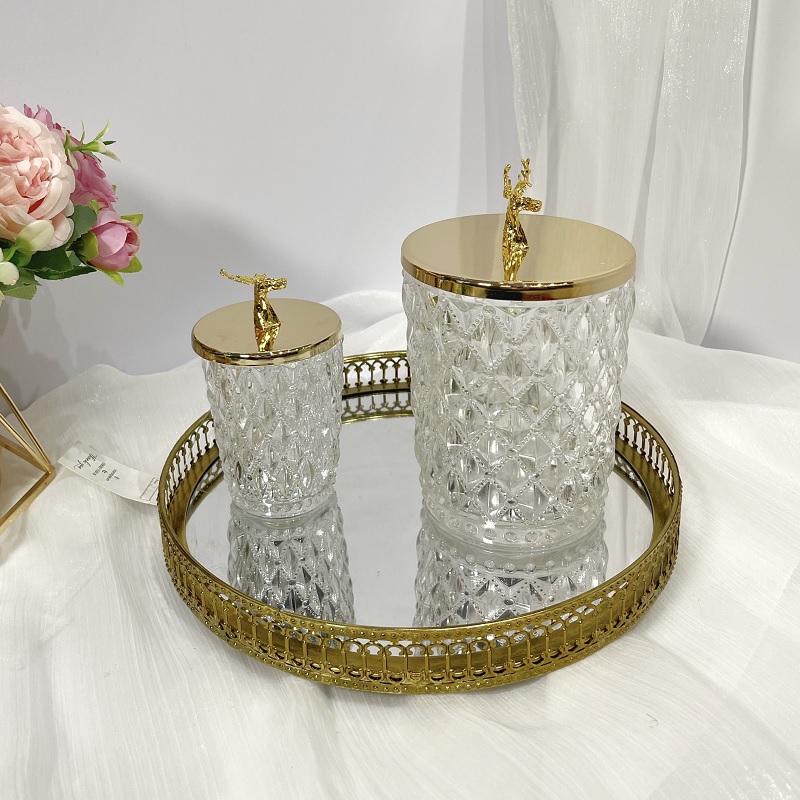 Hũ thủy tinh đựng kẹo, hạt dưa nắp hươu vàng