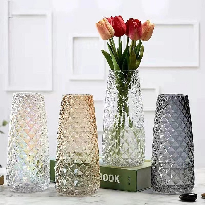 Lọ cắm hoa thủy tinh kim cương 4 màu
