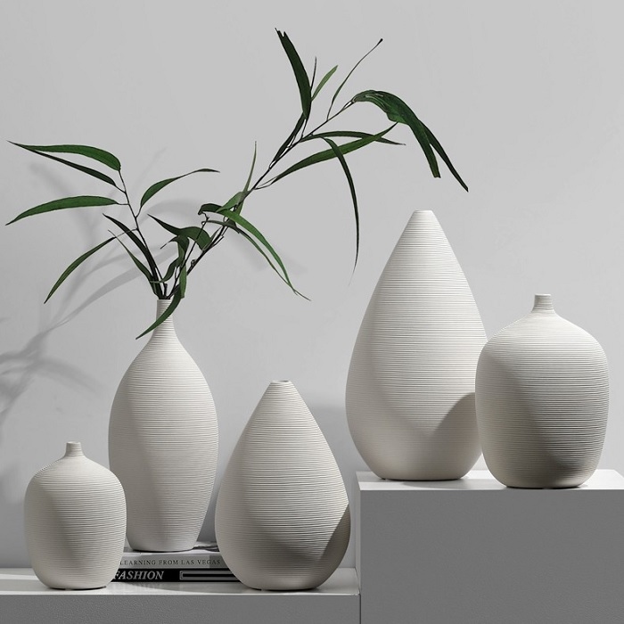 Bình gốm sứ trắng decor trang trí 06