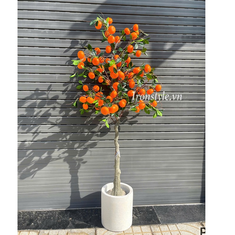 Chậu cây quýt giả 1m6 trang trí giống thật