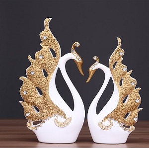 Cặp thiên nga trang trí đính đá 03 trắng