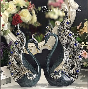 Cặp thiên nga đính đá trang trí 03