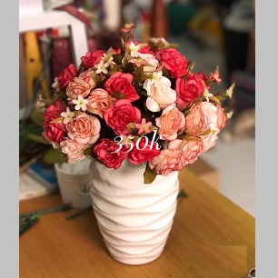 Bình hoa hồng dại vân tròn thấp