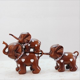 Voi đính đá 3 con nâu  ( hết hàng )